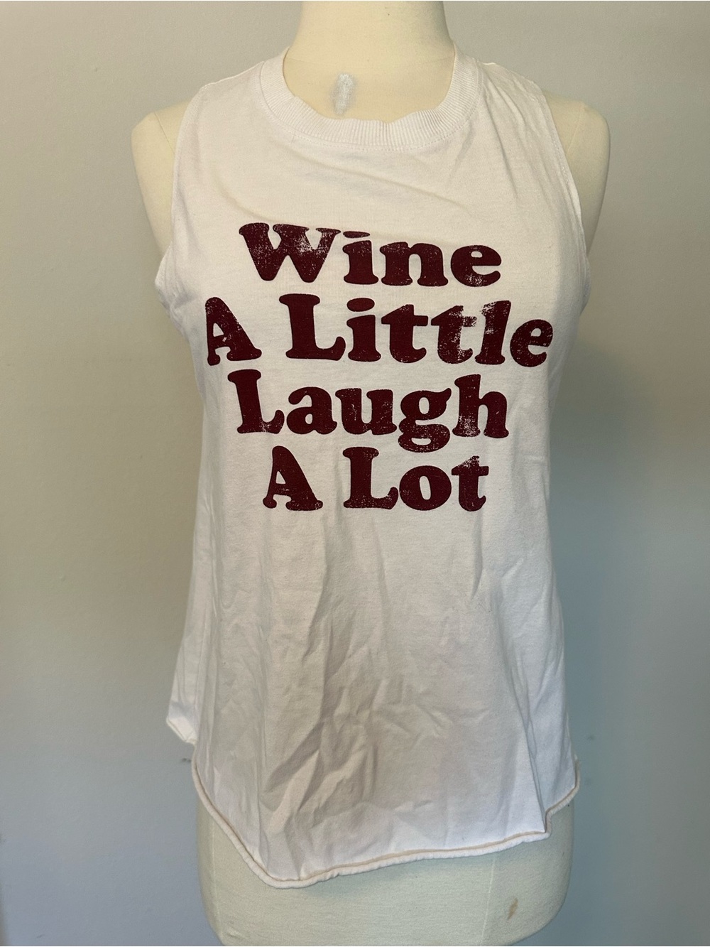 Modern Lux White Muscle Tee with Wine Red Graphic